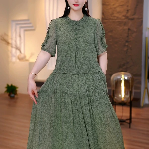 母亲节2025春夏新款连衣裙大码女装时尚连衣裙加肥加大遮肉显瘦裙