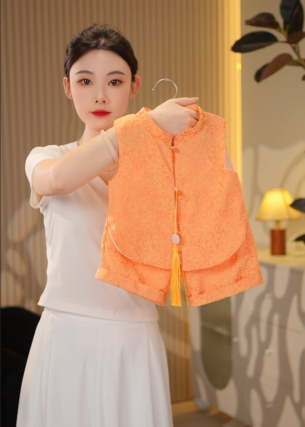 〖金莲海螺橙〗夏季新中式儿童周岁礼设计款男童女童套装SXT1002