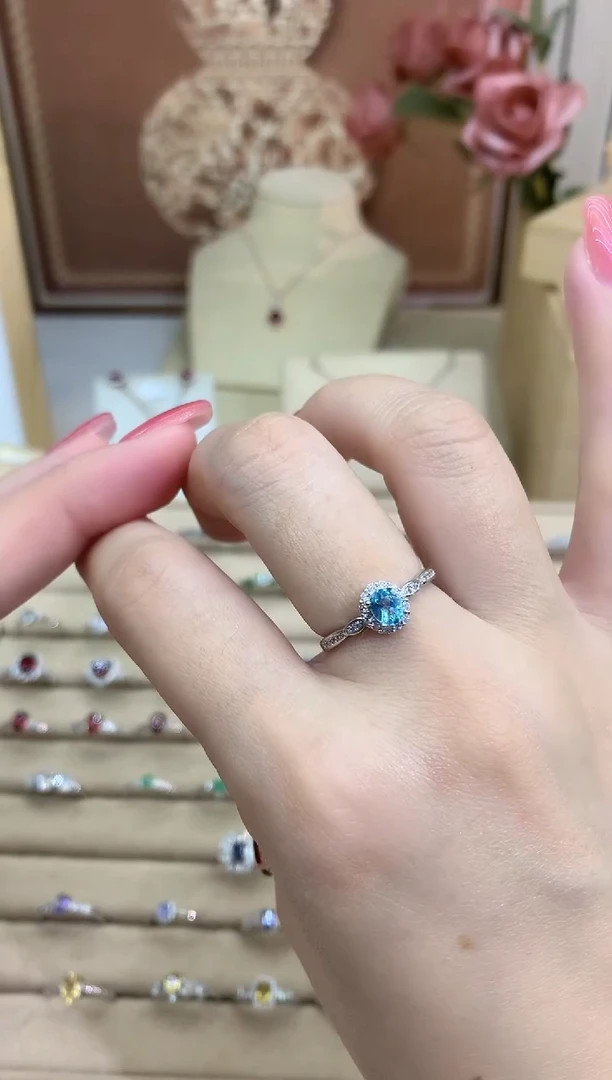 银S925镶嵌戒指托帕石蓝