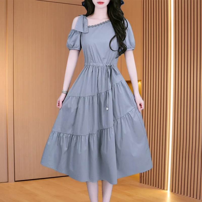 拉夏贝尔品牌十三行爆款连衣裙女夏2025新款轻奢小众高级感妈裙子