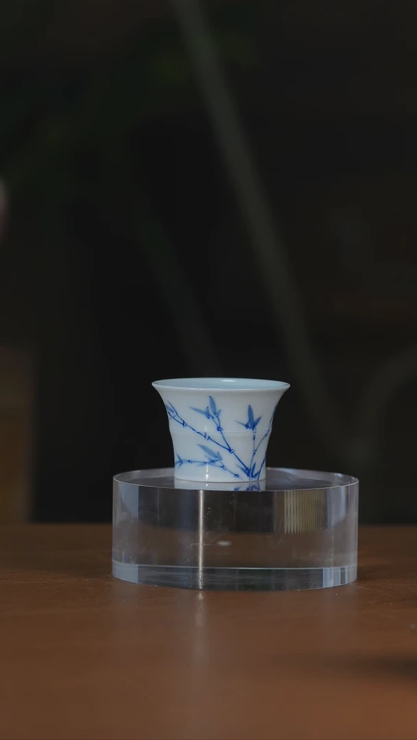 青花竹子竹节杯