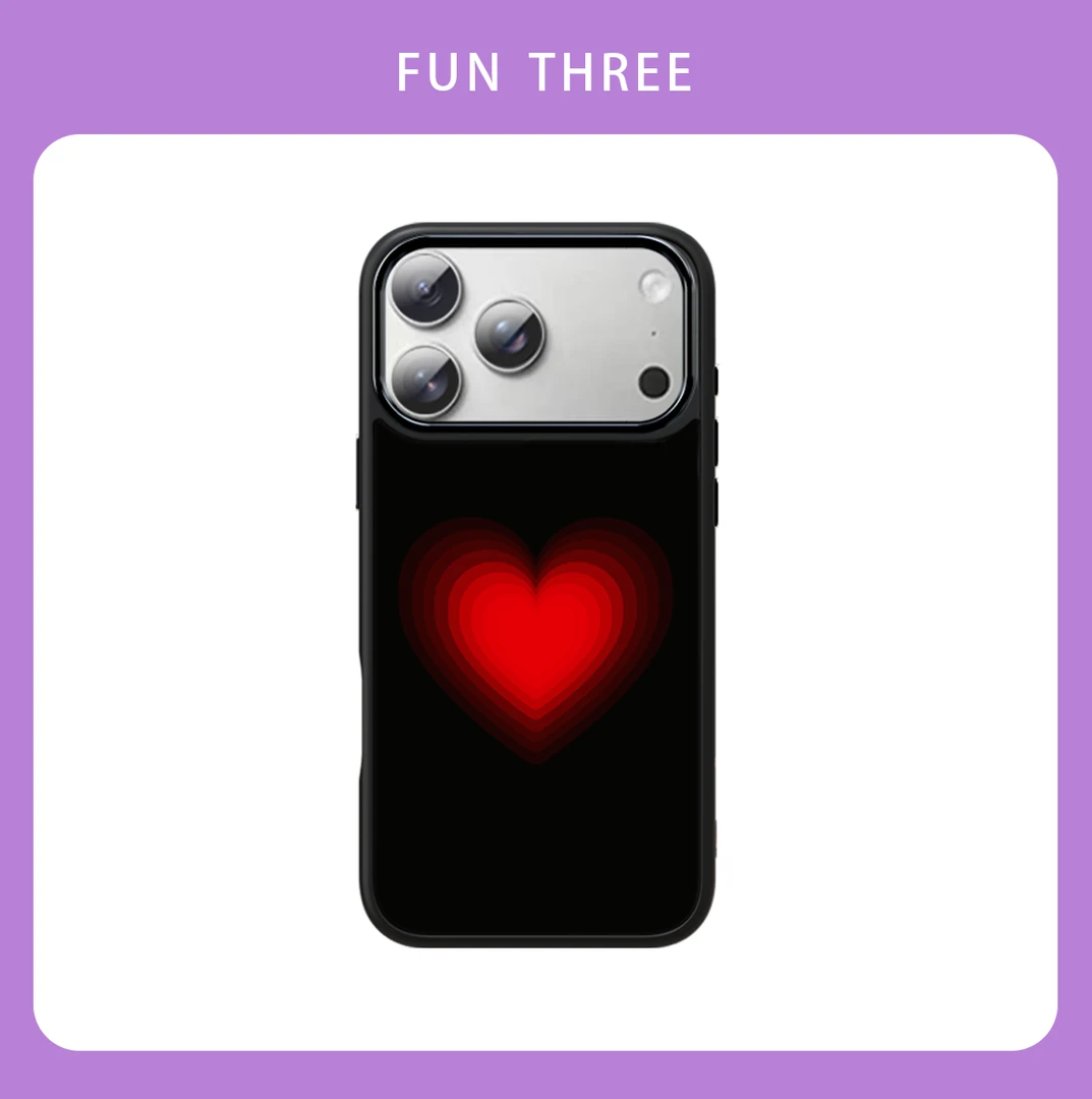新款黑边爱心4D用于iphone17/16/pro/Max磁吸手机壳会动手机壳