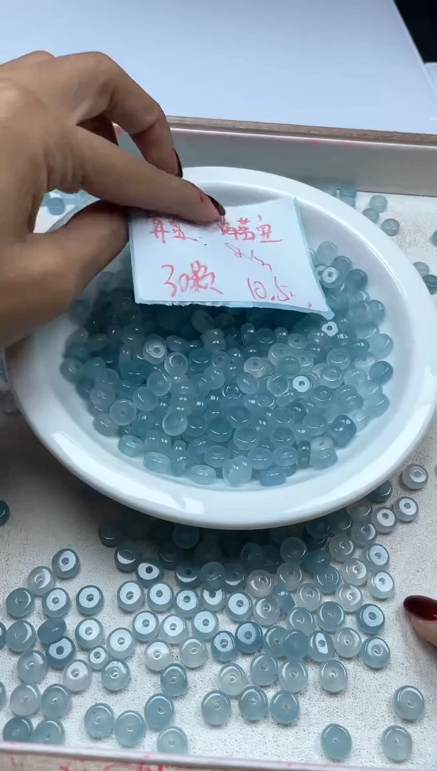 【闪购商品】玛瑙/玉髓颈饰未镶嵌w798冰川蓝玛瑙算盘8*3mm*30颗