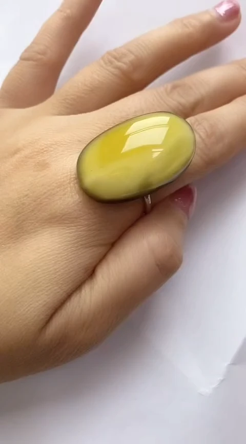 【闪购商品】琥珀裸石银S925镶嵌琥珀戒指