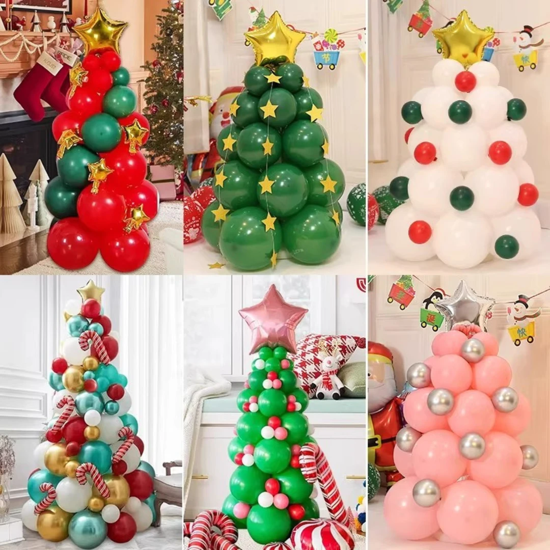 圣诞节气球装饰手工diy圣诞树材料包幼儿园客厅场景布置拍照道具