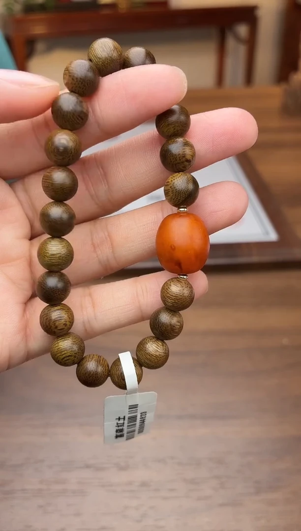 沉香手串【非遗】富森红土铁锈红沉08单圈设计