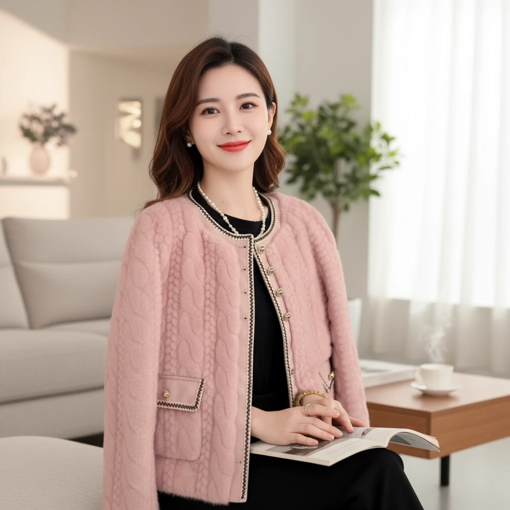 常规冬季常规款轻奢保暖女短外套毛绒网红气质小香风质感百搭