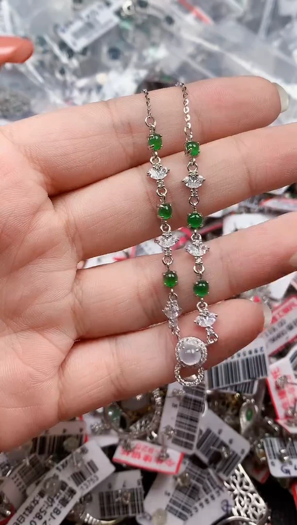 银S925镶嵌戒指翡翠天然A货缅甸翡翠