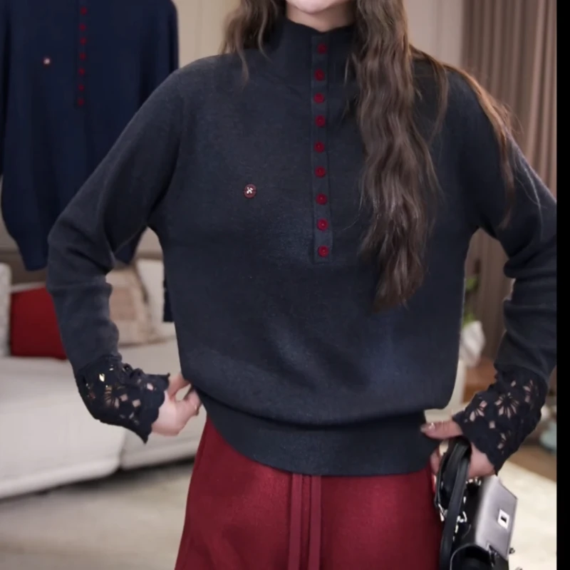 秋冬新款厚款时尚百搭气质设计感长袖针织LK2508192