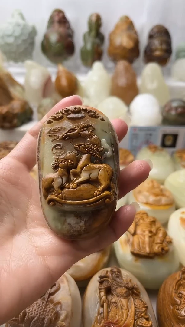 石材方解石棉纹正常不退换三羊开泰微瑕