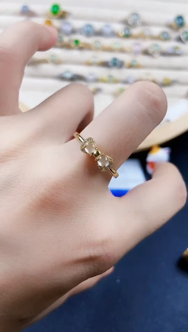 翡翠戒指银S925镶嵌12389