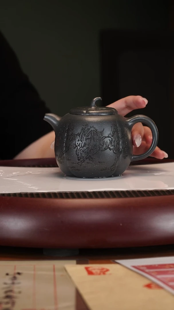 【闪购商品】紫砂茶壶2-36QYJ瓜趣可心绿泥300cc