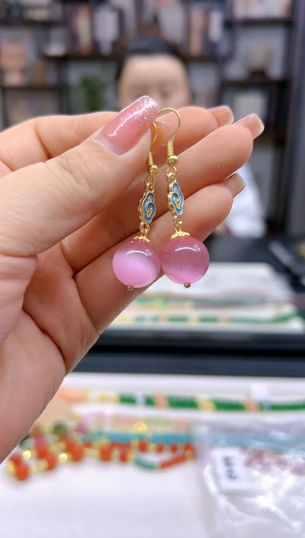 【闪购商品】碧玺猫眼耳饰14K金镶嵌E639