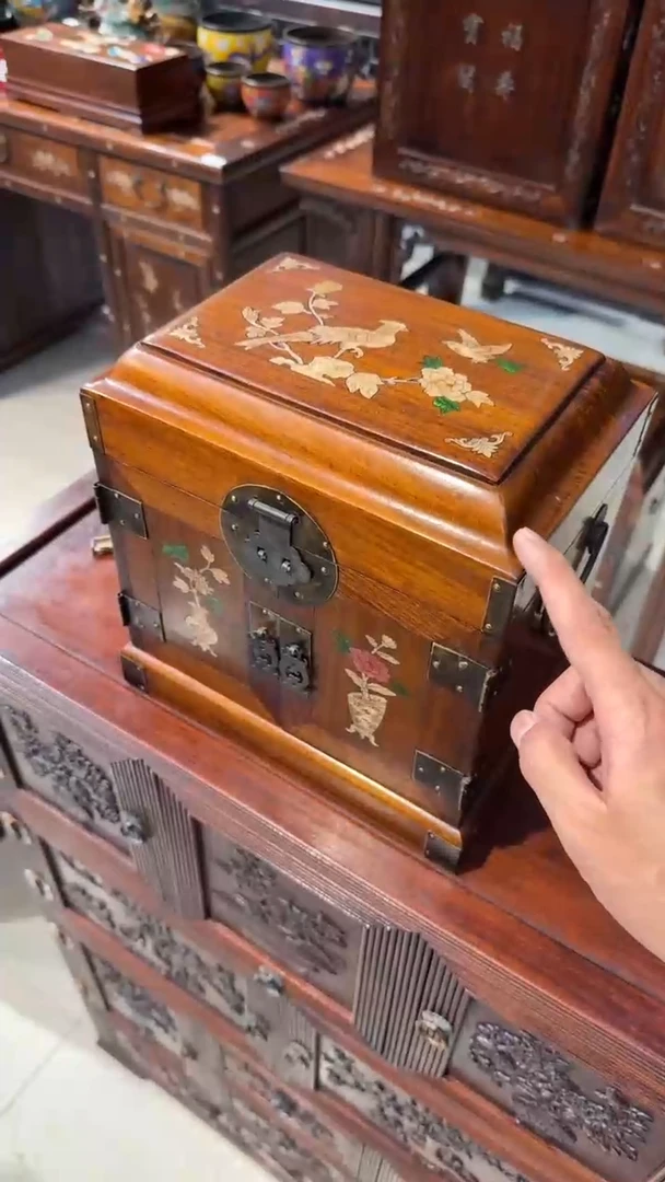 木木头款缅花鸟踏花枝官箱498