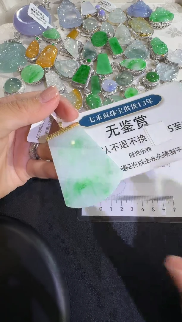 吊坠(不含链)18K金镶嵌翡翠不退换无鉴赏