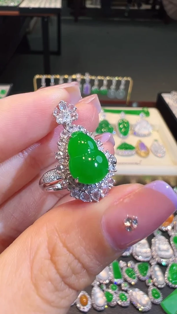 【闪购商品】翡翠戒指18K金镶嵌两用款