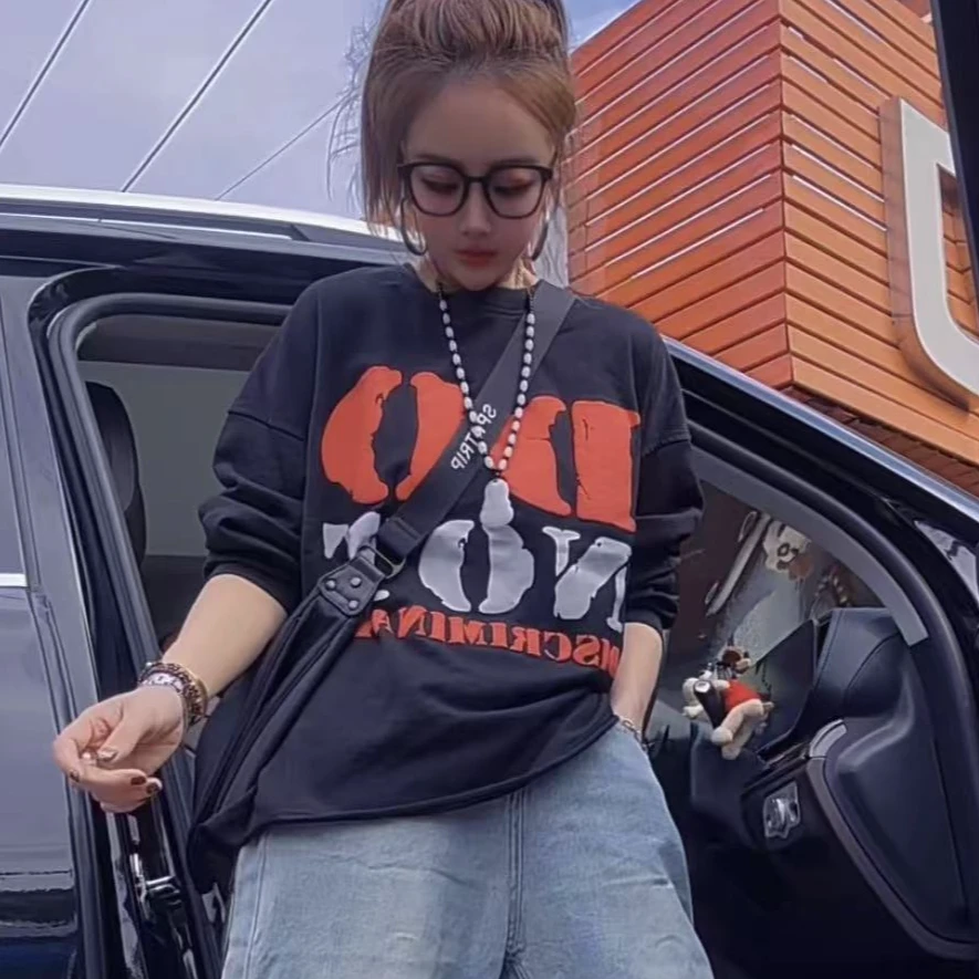 阿娟家26066特色发泡字爆款长袖卫衣