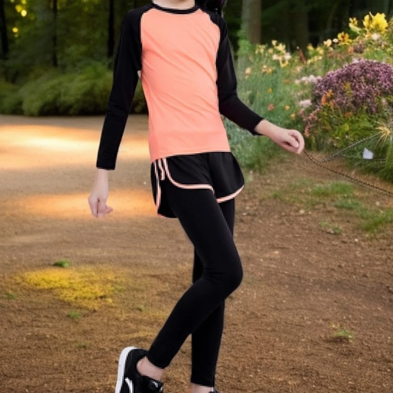 运动紧身衣跑步瑜伽服女童健身训练速干弹力打底套装