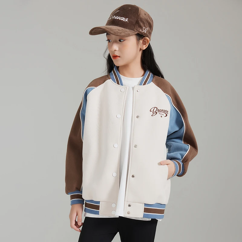2025春秋冬季新款女大童儿童装棒球服女孩针织加厚外套洋气时髦潮