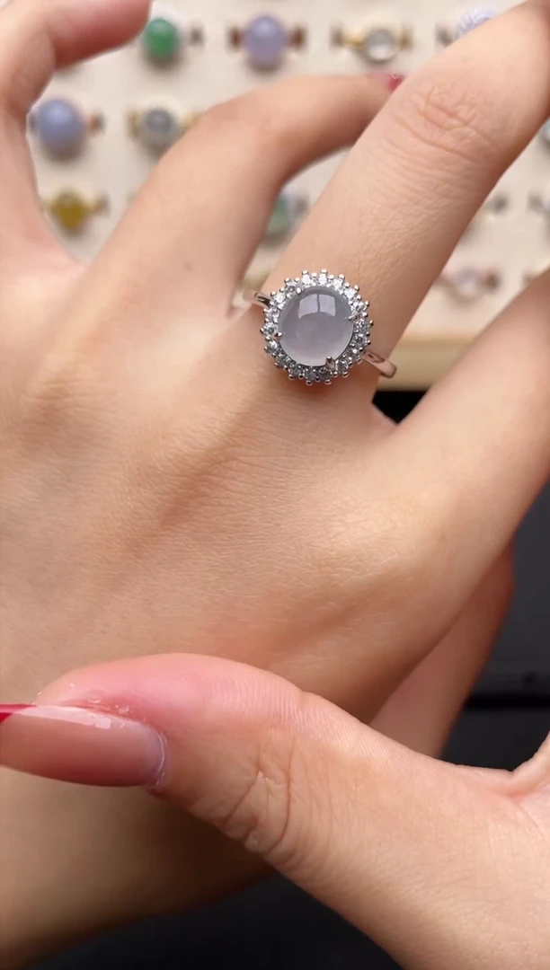 【闪购商品】翡翠戒指银S925镶嵌一物一证一礼盒