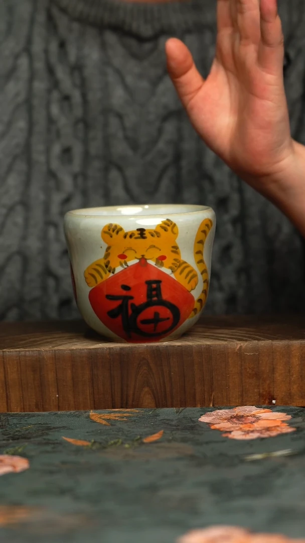 杯釉下彩手工手绘同款陶器