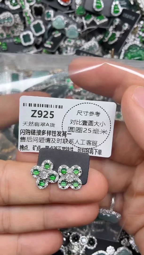 颈饰未镶嵌翡翠Z925耳钉