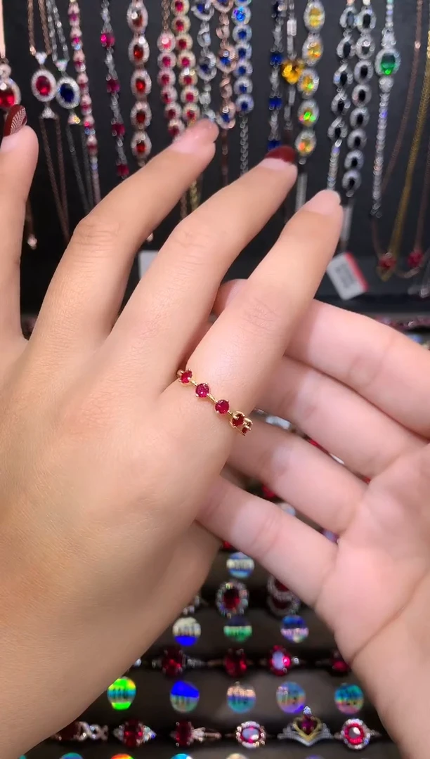 【闪购商品】红宝石戒指银S925镶嵌金色