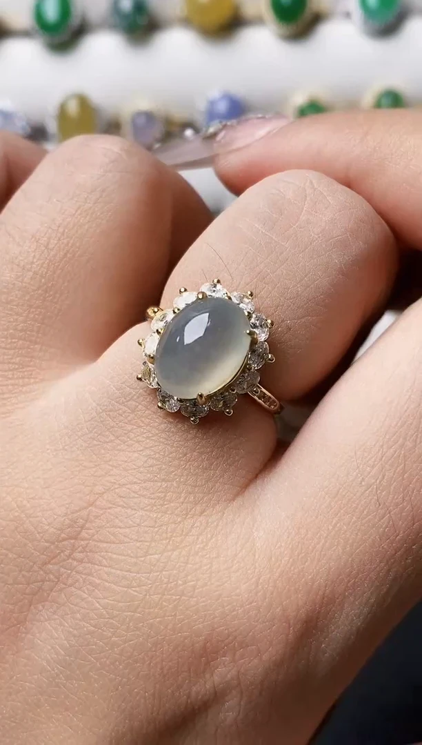 银S925镶嵌戒指翡翠7218