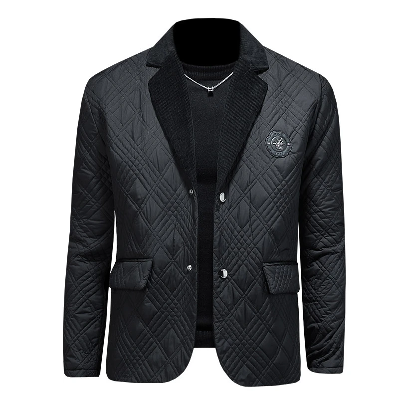 罗尔基那斯秋冬新款男士商务西装加棉棉衣青年休闲西装领外套潮