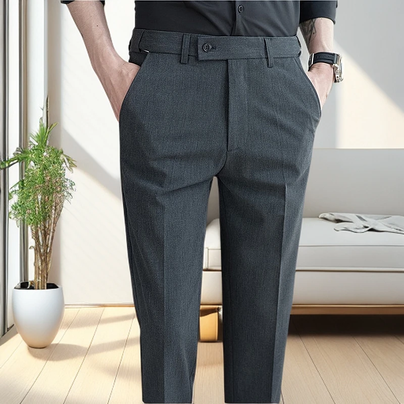 夏季休闲西裤小直筒修身弹力腰男裤商务休闲裤西裤男爆款2025新款