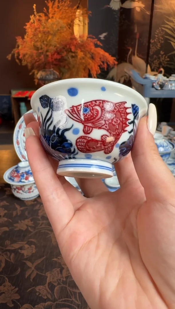 杯子永明尚玩鱼藻小压手杯