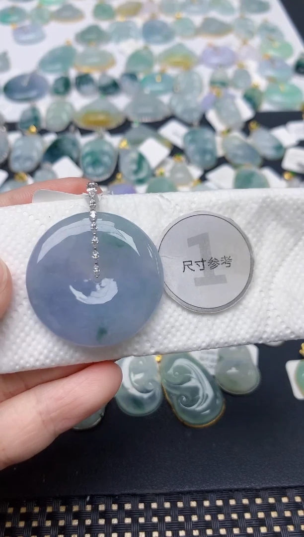 颈饰18K金镶嵌翡翠天然缅甸A货翡翠