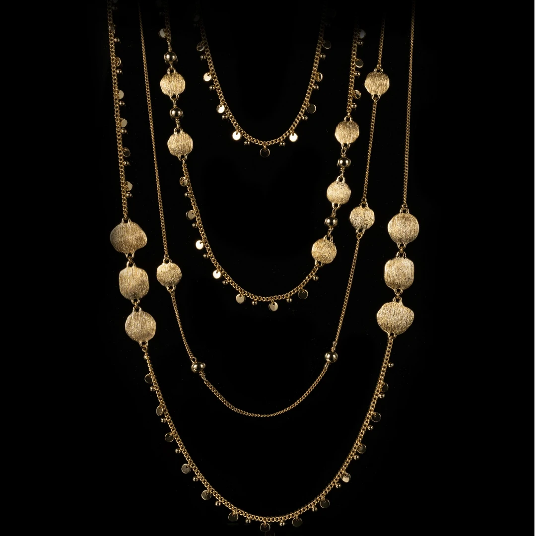 铜合金树脂项链 轻奢简单百搭气质多层瀑布链