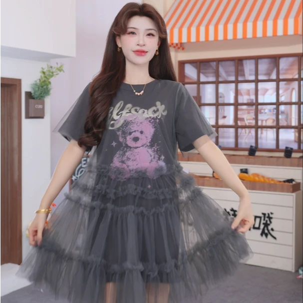 妖精的口袋 甜酷小熊连衣裙2025夏季新款法式浪漫度假感穿搭气质