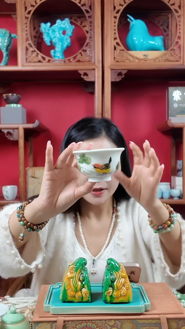 成品琉璃 武当窑手绘主人杯   一件 多样性发货