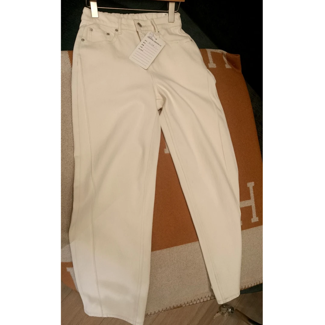 YANG GZ 清【】秋冬白色宽松直筒牛仔裤女GZQ057