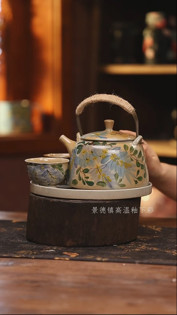 陶瓷景德镇高温釉下手绘陶瓷@L797@