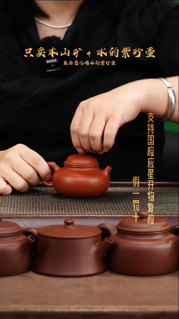 茶壶紫砂原矿龙山朱泥 全手 容天壶
