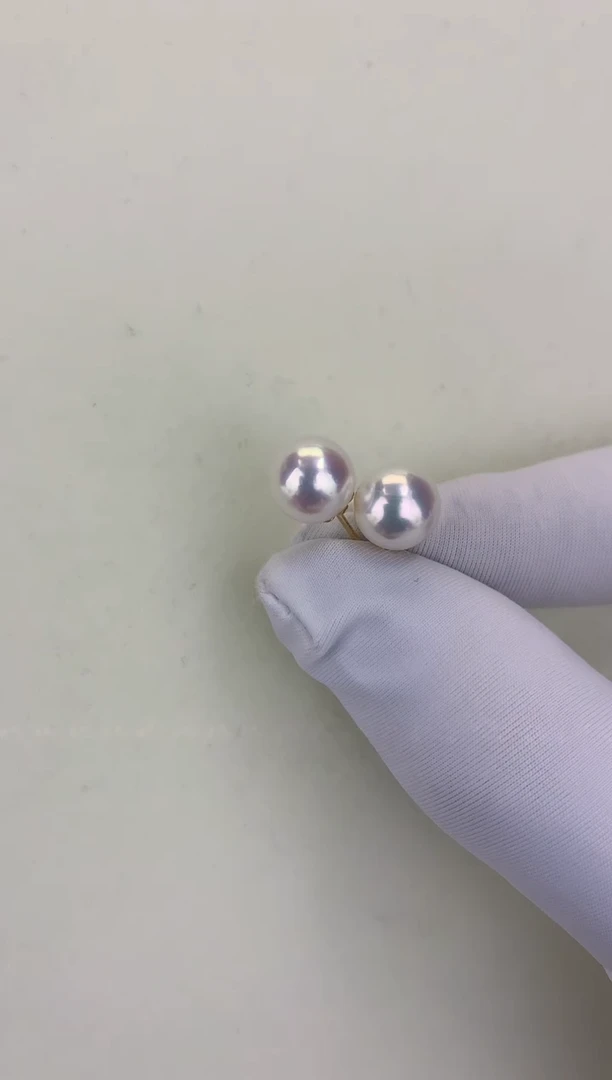 18K金镶嵌DA海水珍珠 GD015 8-8.5 素钉定制