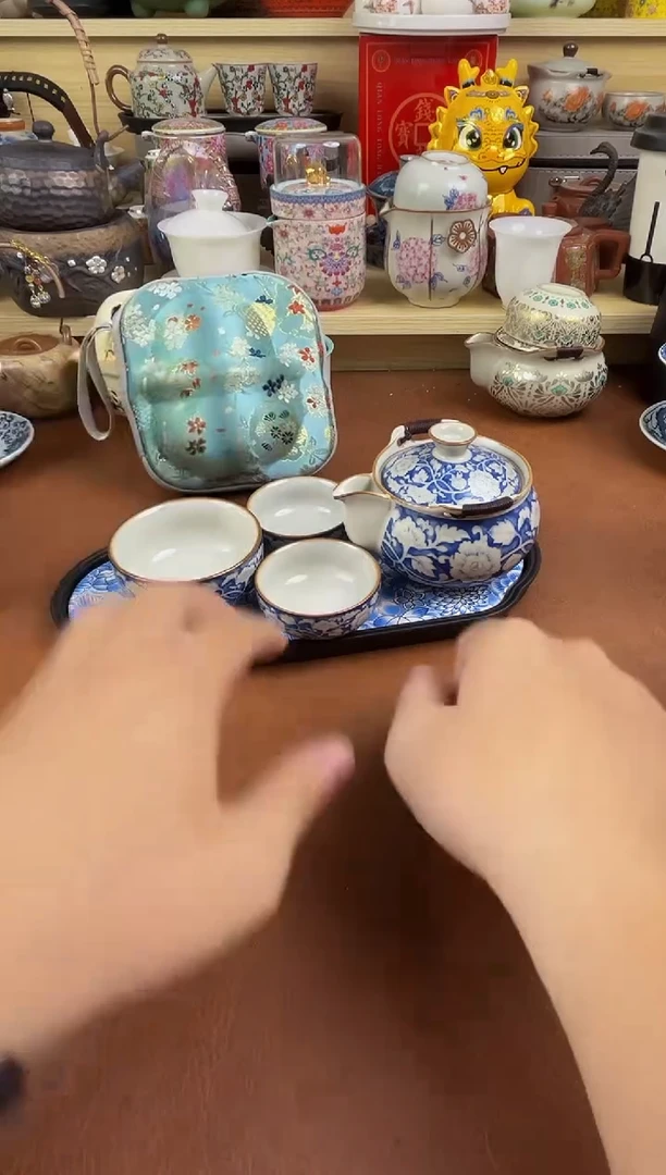 陶瓷茶具摆件旅行套组