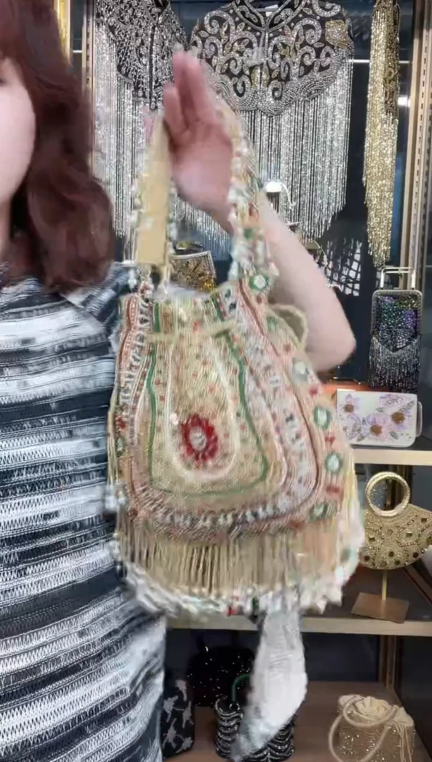 织物织物珠韵恒泽重工串珠手提包