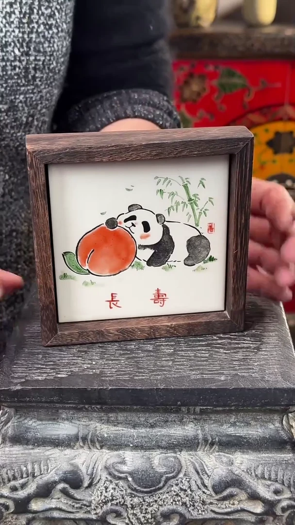 【闪购商品】摆件釉上彩陶瓷实木收纳盒