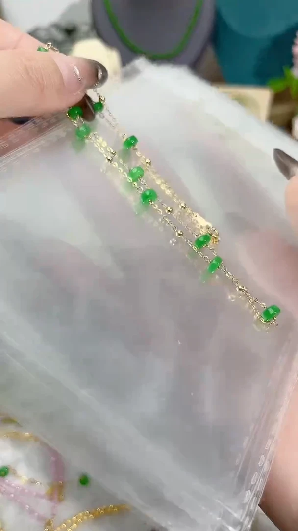 【闪购商品】翡翠颈饰14K金镶嵌满99