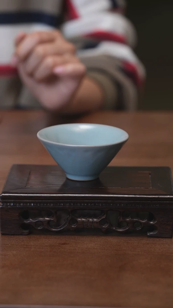 【闪购商品】Y宝丰宋官窑原产地汝瓷斗笠杯（微瑕）