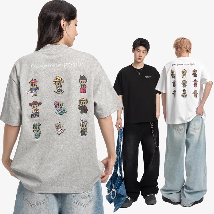 Dangerouspeople薛之谦dsp童趣印花短袖T恤夏季潮牌重磅全棉体恤