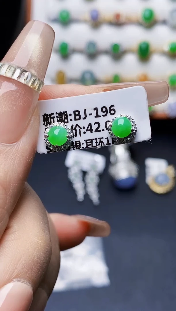 银S925镶嵌戒指翡翠0655