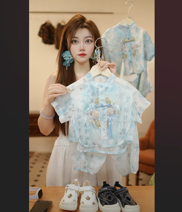 【今天安排】夏季2025新款男女童夏装新中式中国风古风汉服洋气套装