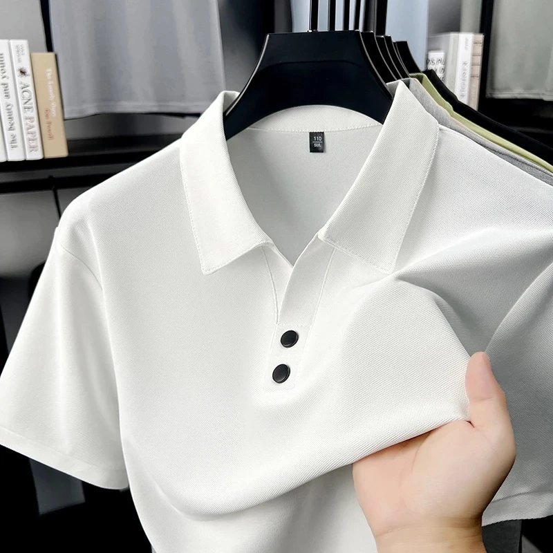 新款新疆棉男士薄款POLO商务休闲宽松夏季男装纯色Polo衫男士短袖