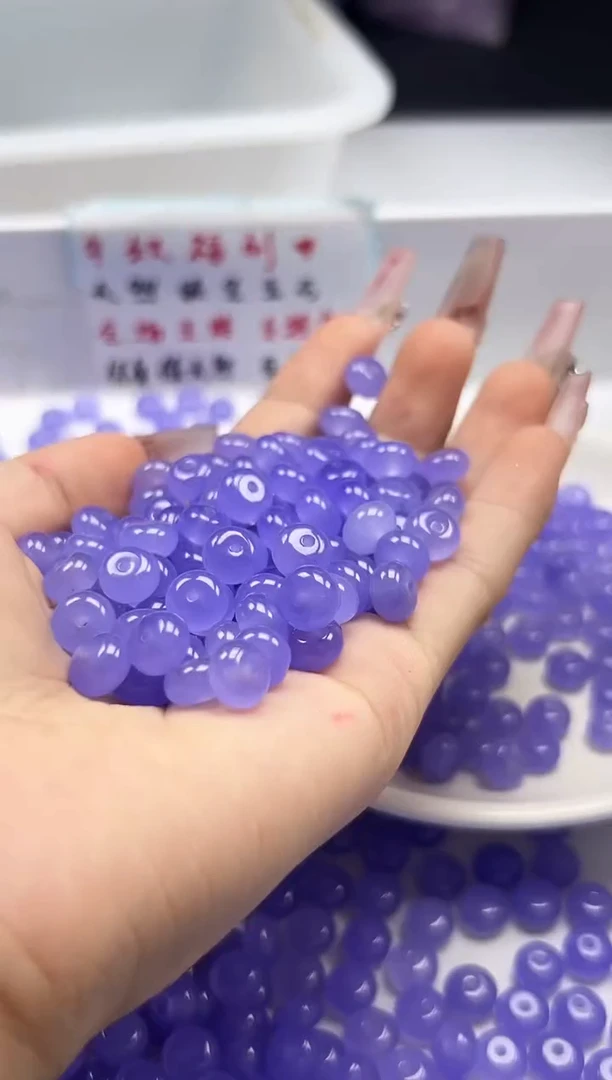 未镶嵌颈饰玛瑙/玉髓W3281正冰紫罗兰算盘8*4mm*20颗