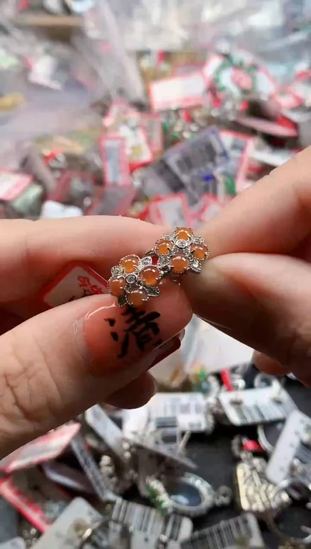 银S925镶嵌戒指翡翠天然A货缅甸翡翠